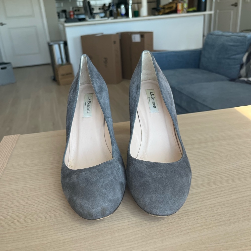 LK Bennett Gray Suede Heels